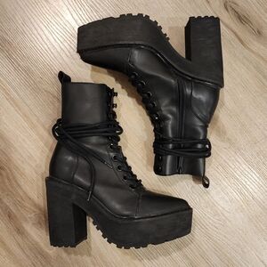 Killstar Salem City Black Heeled Pointed Combat Boots